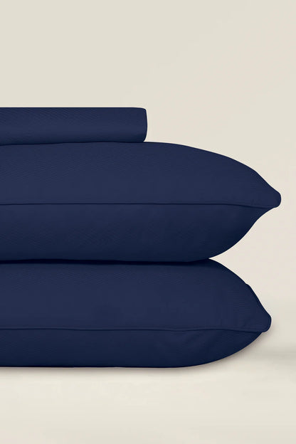 Blue Cube Dobby Bed Sheet Set