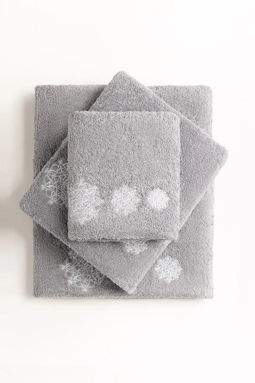 Dove Grey 3 piece Embroidered Towel Set