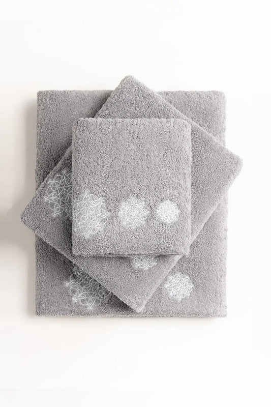 Dove Grey 3 piece Embroidered Towel Set