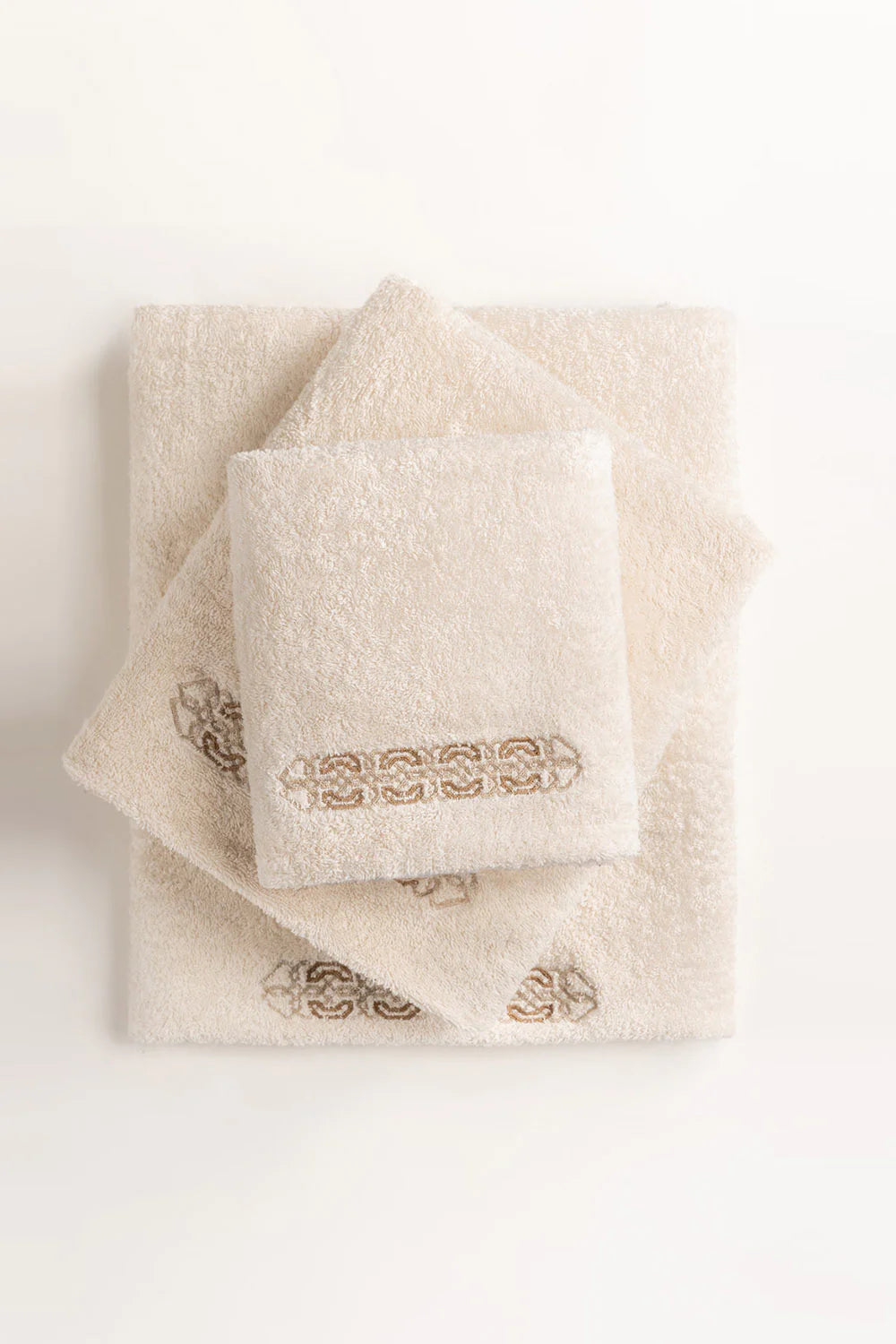 Frost Beige 3 piece Embroidered Towel Set