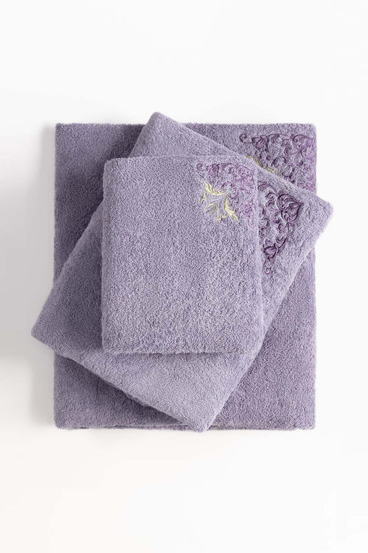 Lilac Ice 3pcs Embroidered Towel Set