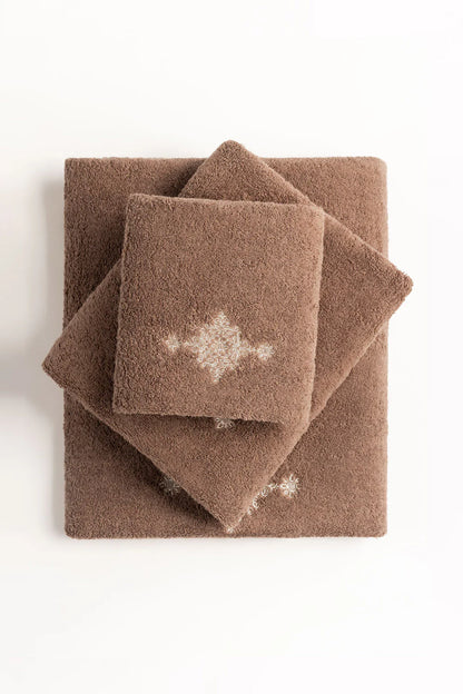 Mocha Brown 3 piece Embroidered Towel Set