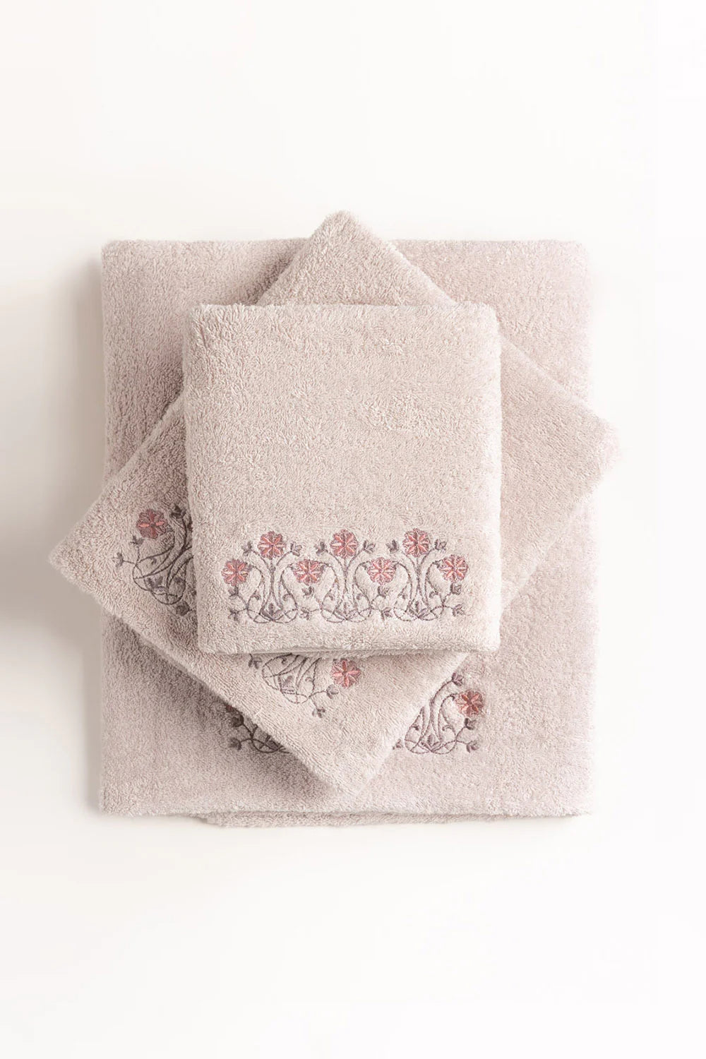 Pink Dust 3 piece Embroidered Towel Set