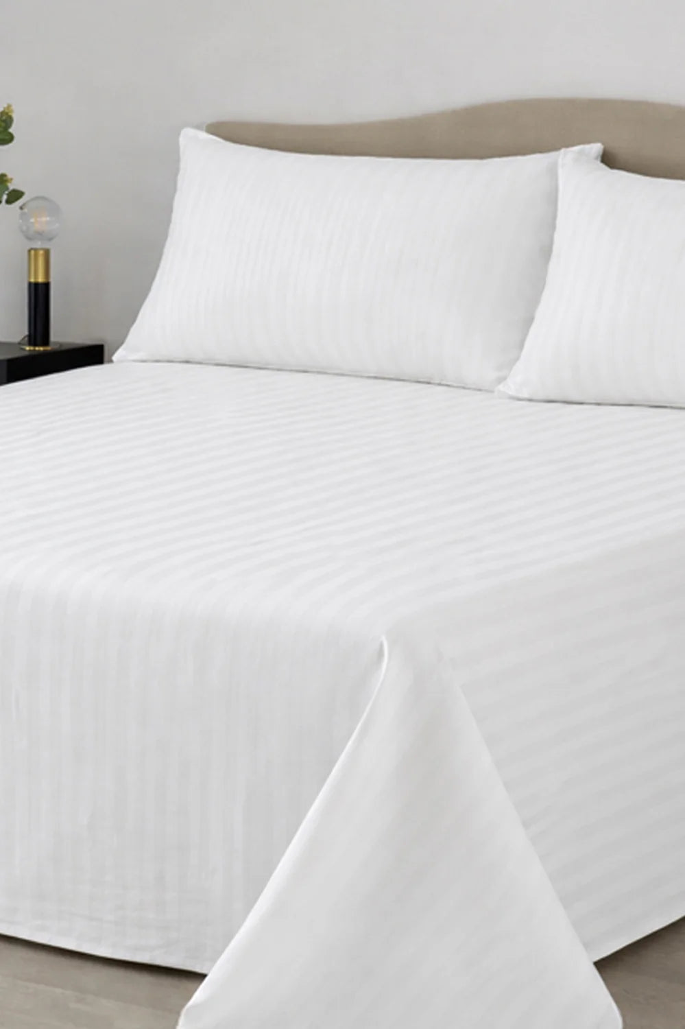 White Stripe Satin Bed Sheet Set