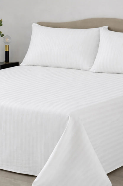 White Stripe Satin Bed Sheet Set